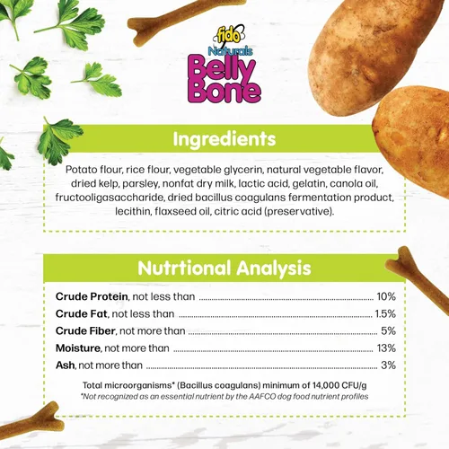 Vista 7 de Fido Belly Bones para perros, 13 golosinas dentales para perros pequeños con sabor a yogur (hechas en Estados Unidos) – 13 golosinas para perros