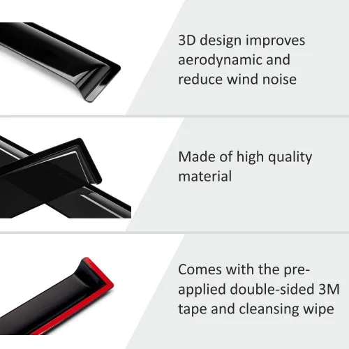Vista 4 de Voron Glass - Protectores de lluvia con cinta adhesiva extra duraderos para Nissan Juke 2011-2017, deflectores de ventana, viseras de ventilación, 4