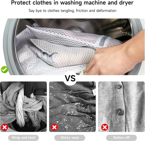 Vista 5 de GOGOODA Bolsa de malla para ropa delicada, juego de 2 bolsas de lencería para lavadora, ideal para lavandería, medias, blusas, ropa