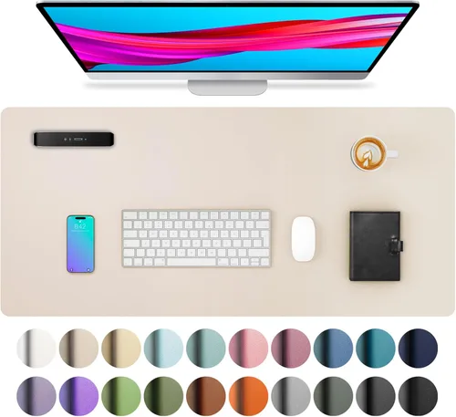 Vista 201 de Aothia Protector de Escritorio de Cuero, Alfombrilla para Ratón, Alfombrilla de Escritorio de Oficina, Secante de Escritorio de Cuero PU