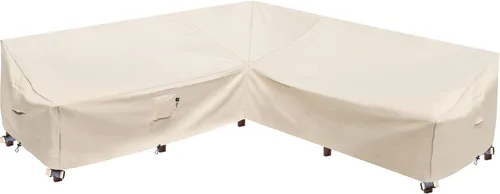 Vista 31 de Funda modular resistente para exteriores, 104 x 83 pulgadas, protector de sofá modular 600D impermeable para patio, fundas en forma de L, Caqui