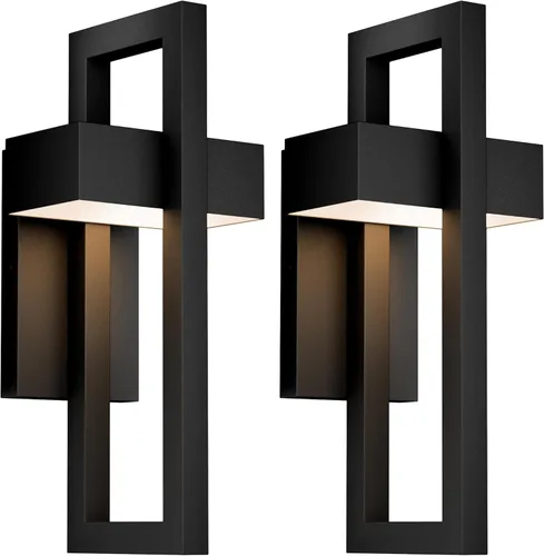 Vista 11 de LamQee Modernas luces de pared para exteriores de 3000 K, apliques de pared LED integrados para exteriores, accesorios de iluminación exterior