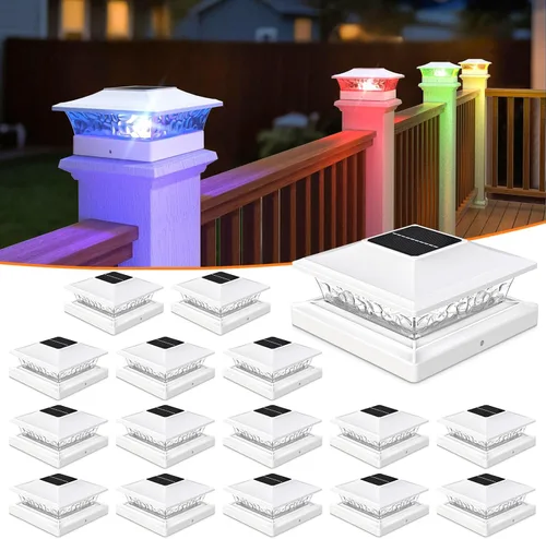 Vista 8 de APONUO - Luces solares para punta de poste de 6 unidades, para cercas de madera y vinilo de 4 x 4, 5 x 5, 6 x 6 - Impermeable IP65