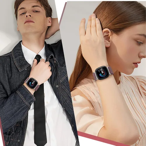 Vista 8 de Correas de reloj de nailon compatibles con Fitbit Sense y Versa 3, correa de repuesto de patrón suave para mujeres y hombres, compatible con reloj