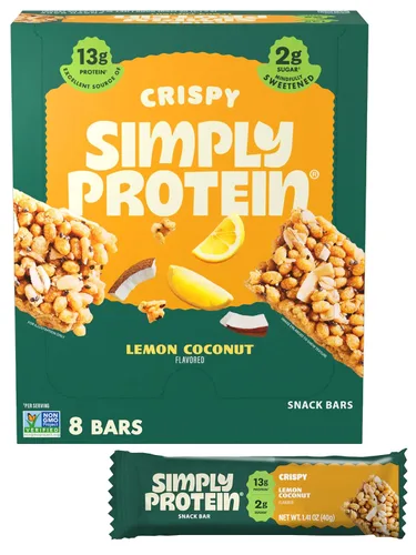 Vista 26 de SimplyProtein - Barra de proteínas bajas en carbohidratos, paquete de 16, chocolate con mantequilla de maní y chocolate negro y almendra, barras