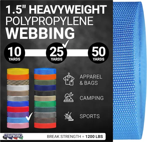 Vista 28 de Strapworks Heavyweight Polypropylene Webbing - Heavy Duty Poly Strapping for Outdoor DIY Gear Repair, 1.5 Inches