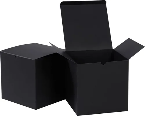 Cajas de regalo con tapa de 5 x 5 x 5 pulgadas, paquete de 50 cajas de regalo de papel negro, cajas grandes para regalos, propuesta de dama de