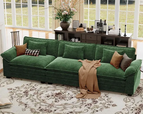 Vista 126 de Sofá modular de gran tamaño de 154 pulgadas, cómodo sofá en forma de U con 3 otomanas móviles, sofá moderno de felpilla de 7 plazas para sala