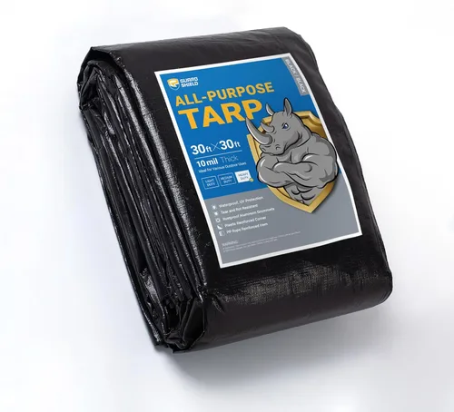 Vista 154 de GUARD SHIELD Lona resistente de 12 x 16 pies, cubierta de lona de polietileno blanca impermeable, gruesa, multiusos, de 25/64 pulgadas