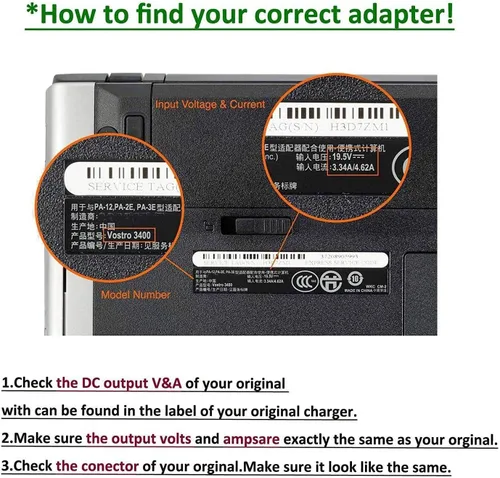 Vista 5 de Cargador adaptador de CA para Dell Inspiron 17 5000 Series (5770), (5775), (7746). de Galaxy Bang USA