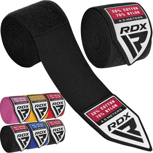 RDX Vendas de Boxeo para Manos 4.5M / 180 Pulgadas – Guantes Interiores Semielásticos de MMA Estilo Mexicano - Soporte de Muñeca para Muay Thai,