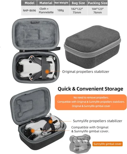 Vista 6 de Anbee Mini 4 Pro RC Drone Funda de transporte para drones, caja de almacenamiento compatible con DJI Mini 4 Pro RC Quadcopter