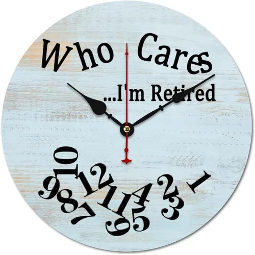 Vista 22 de Who Cares I'm Retired - Reloj de pared de madera para dormitorio, reloj de pared sin números, para colgar en la pared, sin tictac, para decoración