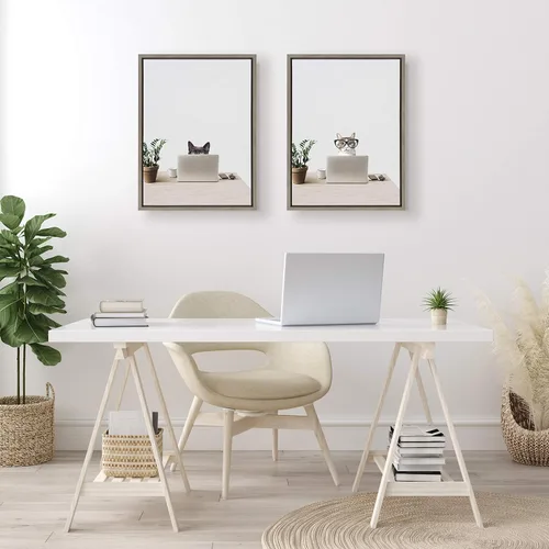 Vista 2 de Kate and Laurel Sylvie I'm Cathy, I Work in Accounting - Lienzo enmarcado para pared, diseño de The Creative Bunch Studio, 18 x 24 pulgadas, gris