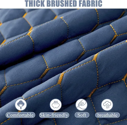 Vista 6 de 6 Side Full Wrap Mattress Protector, Custom Zip Cover & Quilted Topper, Breathable Fabric, Dustproof Encasement, Washable Fitted Sheet(Gray,120 *