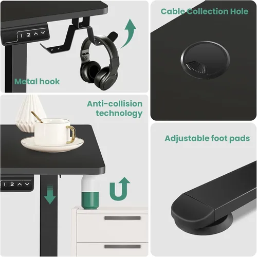Vista 8 de farexon Escritorio de pie en forma de L, escritorio eléctrico de altura ajustable de 63 x 55 pulgadas, escritorio de pie para sentarse en esquina