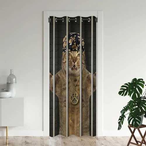 Cortinas opacas de puerta de gato para puertas, divertidas y lindas cortinas opacas para dormitorio de niños, con ojales, aislamiento térmico,