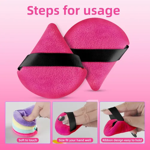 Vista 6 de 8 piezas triángulo polvo soplo cara triángulo suave maquillaje Puff terciopelo cosmética base licuadora esponja belleza maquillaje herramientas