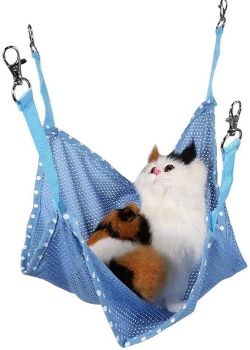 Vista 3 de Hamaca para gatos, hamaca de malla transpirable para mascotas, hamaca debajo de la silla, cuna para animales pequeños (grande)