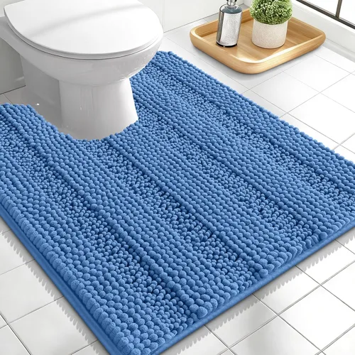 Vista 190 de OLANLY Alfombras de Baño Gruesas de 47 x 20 pulgadas, Extra Suaves Absorbentes de Chenilla a Rayas, Respaldo de Goma, Lavables y Secables a Máquina