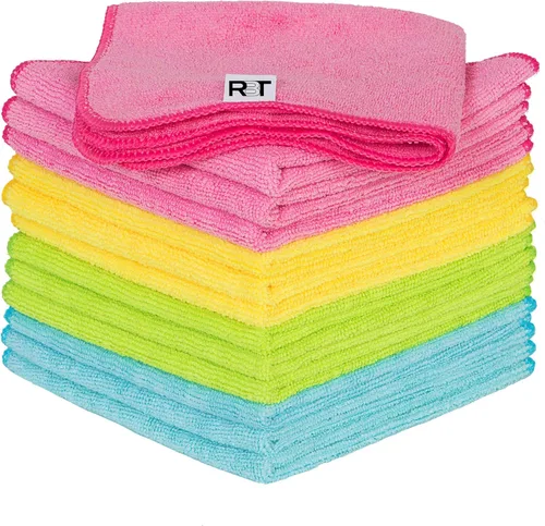 Paños de limpieza de microfibra, paquete de 12 toallas de limpieza multiusos, trapos reutilizables sin pelusa para limpieza, paño de microfibra para