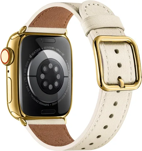 MNBVCXZ Correas de cuero compatibles con Apple Watch para mujeres, correa de repuesto genuina para iWatch Series 11 10 9 8 7 6 5 4 3 2 1 SE 3 SE 2