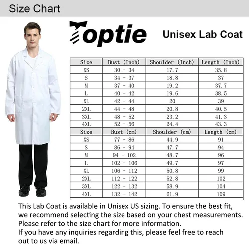 Vista 8 de TOPTIE Abrigo de laboratorio unisex para médico, uniforme de médico, abrigo Borgoña