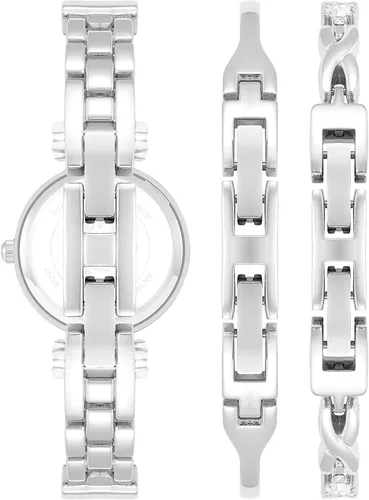 Vista 3 de Anne Klein Juego de reloj y pulsera con detalles de cristal prémium para mujer