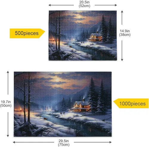 Vista 5 de Winter Snow View Jigsaw Puzzles 500 Pieces for Adults with Mesh Storage Bag 2012117
