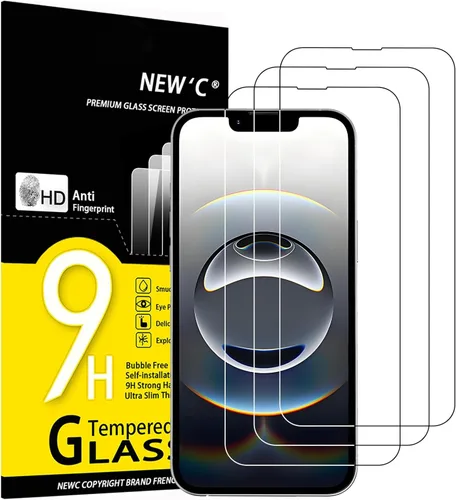 Vista 20 de NEW'C Paquete de 3 protectores de pantalla diseñados para iPhone 14, iPhone 13, iPhone 13 Pro (6.1 pulgadas), protección de vidrio templado
