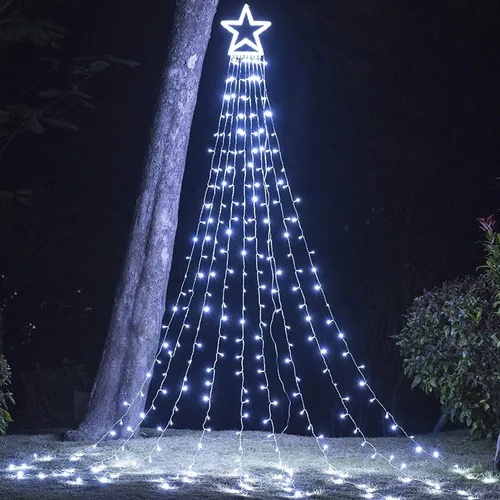 Vista 17 de Luces de estrella para decoración de Navidad al aire libre, 320 LED, 16.4 pies, luces de cadena para árbol de Navidad con topper de estrella