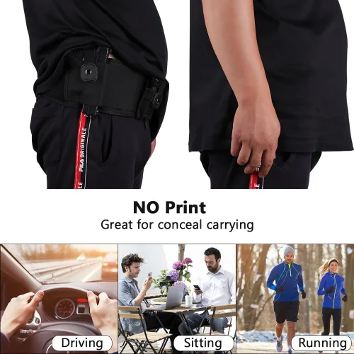 Vista 3 de Funda de banda para el vientre para hombres y mujeres - Funda de pistola para transporte cómodo se adapta a Glock, Smith Wesson, Taurus, Ruger y más