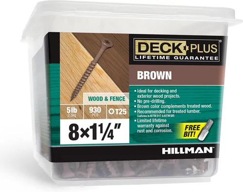 Vista 34 de Deck Plus Tornillos para valla y madera exterior con revestimiento epoxi de 2 pulgadas #8 x 2 Torx/Star Drive incluido, rosca gruesa, tornillo