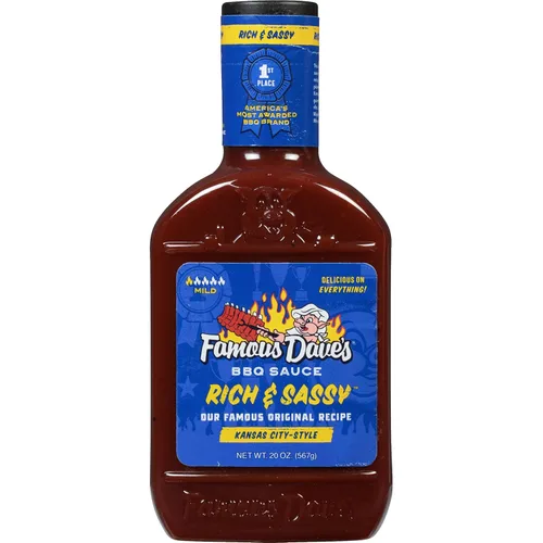 Vista 2 de Famous Dave's Paquete variado de salsa BBQ – 3 unidades, Rich & Sassy, Devil's Spit & Texas Pit (58 onzas)