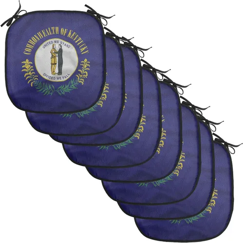 Vista 91 de Lunarable American Chair Cushion Pad, Massachusetts Flagg Holds a Bow and Pointing Downward Arrow, Seat Padding for Kitchen & Patio with Anti-Slip