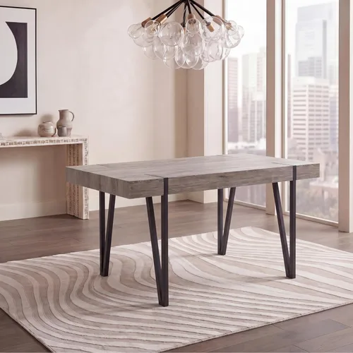 SAFAVIEH Home Collection Alyssa DTB7000C - Mesa de comedor industrial rústica de mediados de siglo Roble gris