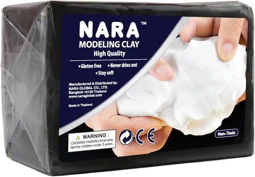 Vista 3 de NARA Arcilla para modelar, 1 color, 1 bloque, 31.96 oz (2 libras) (gris) - No tóxica, arcilla de modelado de plastilina, ideal para principiantes a
