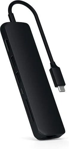 Vista 10 de Satechi Adaptador multipuerto USB C 7 en 1 con Ethernet, HDMI 4K a 60Hz, carga PD de 100 W, 2 puertos de datos USB-A, lectores de tarjetas Micro/SD