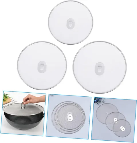 Vista 6 de 3 pantallas de salpicaduras de grasa de acero inoxidable, protectores contra salpicaduras de aceite para sartén, protector de cocina, malla fina
