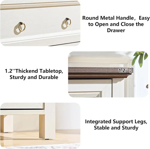 Vista 12 de Spaco Cómoda negra de 6 cajones con mango dorado, cómoda moderna de 6 cajones profundos para dormitorio, cómoda de almacenamiento para armario, sala