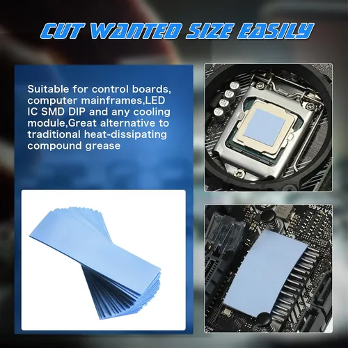 Vista 7 de Outus 30 unidades de almohadilla térmica de silicona de 2.6 x 0.8 x 0.1 pulgadas, almohadilla térmica reutilizable para CPU SSD, almohadilla