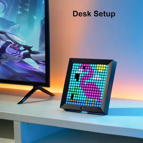 Vista 2 de Divoom Pixoo Pixel Art Display y altavoz Bluetooth retro Ditoo Pro - Pixel Art personalizable, Bluetooth 5.0, para decoración creativa y diversión