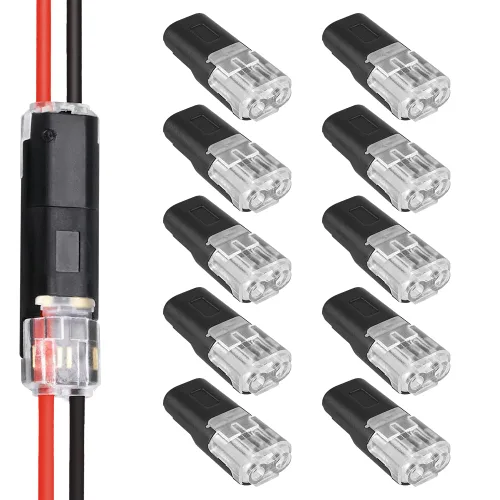 Conector enchufable de doble cable, conectores de tira de luz LED, 2 pines, nuevo conector de cable de bajo voltaje con hebilla de bloqueo,