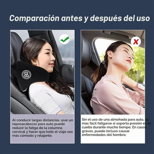 Vista 8 de SPRFUFLY Paquete de 2 almohadas para reposacabezas de coche, almohada de nube para coche con correa ajustable - 100% espuma viscoelástica y funda