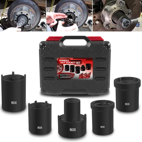 Camoo 648636 Juego de llaves de tuerca de husillo, 5 piezas de enchufes de tuerca de eje para Ford Dana 50 60, para Dodge, Chevrolet y GMC de 1/2