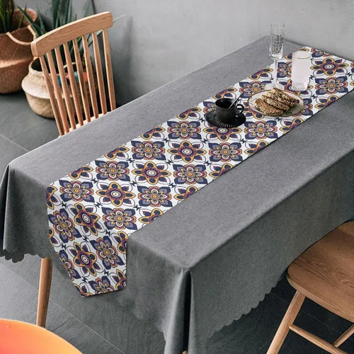 Vista 26 de MNSRUU Table Runner, Christmas Christmas Tree Snowflake Dining Coffee Table Runner for Wedding Farmhouse Home Kitchen Décor, 70 Inches Long