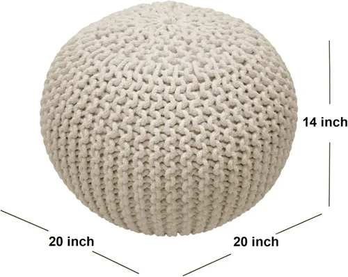 Vista 52 de FRELISH DECOR - Puf redondo otomano tejido a mano, 100% algodón, puf de punto, silla de suelo para sala de estar, reposapiés de dormitorio para sofá