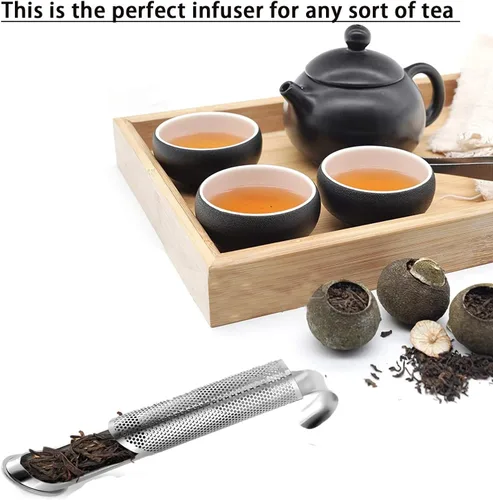 Vista 6 de 2 coladores de té, infusor de té de acero inoxidable, difusor de té con malla extrafina, filte de té de mango largo, agujeros de tubería más