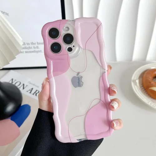 Vista 23 de DEFBSC Funda para iPhone 16 con bonito diseño ondulado, color negro