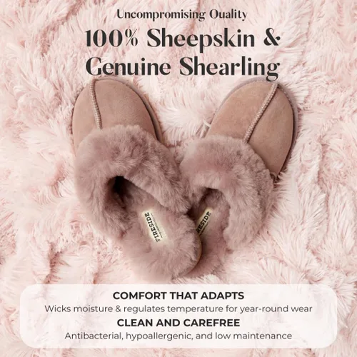 Vista 8 de Fireside by Dearfoams Women's Fireside Sydney Shearling Fur IndoorOutdoor Scuff Slipper With Wide Widths